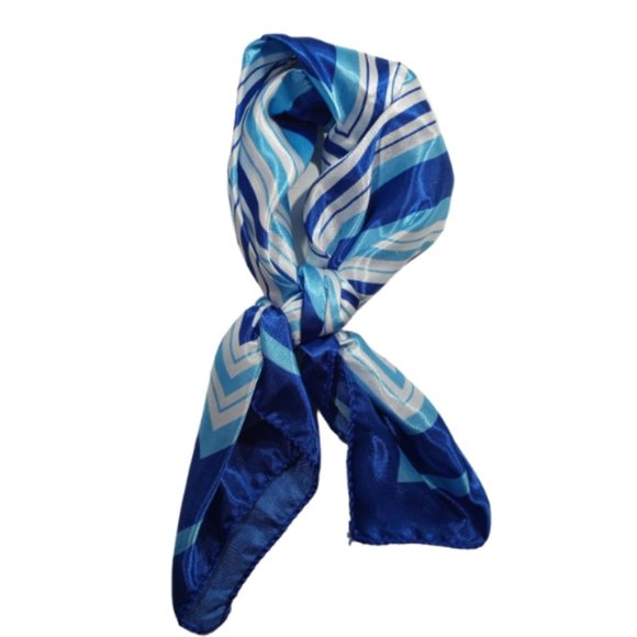 Blue And White Stripes Satin Scarf - Picture 1 of 1
